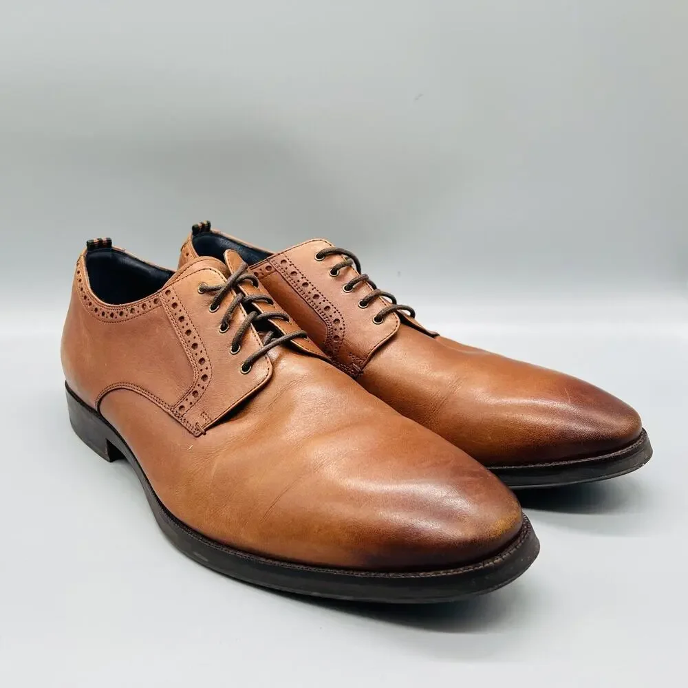 Cole Haan Shoes Mens 12 Brown Leather Grand OS Derby Oxford Dress Brogue Classic